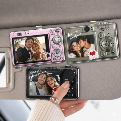 Custom Vintage Couple Photo Drive Safe Anniversary Gift For Boyfriend, Husband - Personalized Car Visor Clip