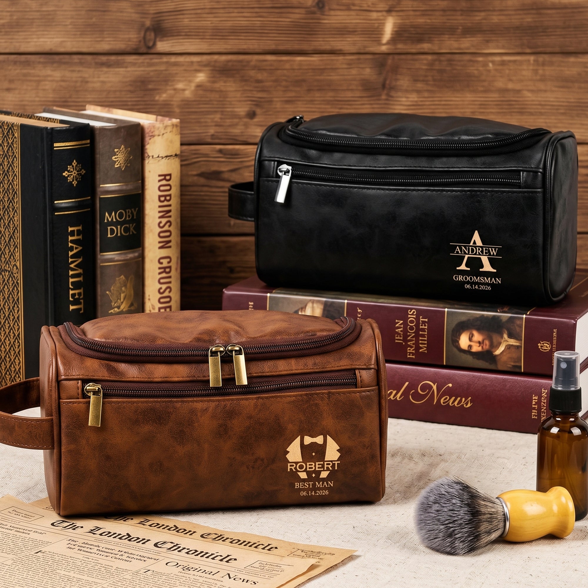 Custom-Vintage-Initial-Name-&-Date-For-Best-Man,-Groomsman,-Groomsmen,-Groom-Wedding-Gifts-Personalized-Leather-Toiletry-Bag-(4