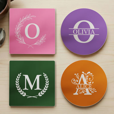Custom Vintage Monogram - Personalized Ceramic Coaster