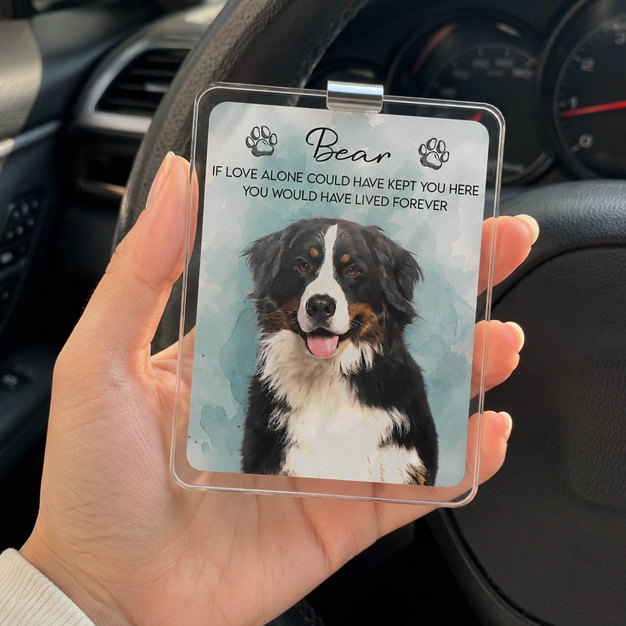 Custom-Watercolor-Pet-Portrait-Memorial-Gift-Personalized-Car-Visor-Clip-2