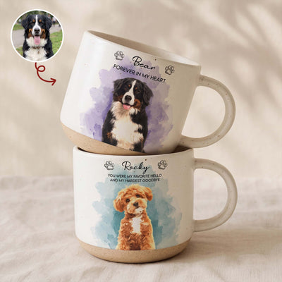 Custom Watercolor Pet Portrait Memorial Pet Loss Gift - Personalized Mug