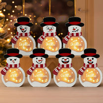 Customize Names, Family Pack - Personalized Lighted Wooden Snowman Ornament