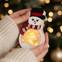 Customize Names, Family Pack - Personalized Lighted Wooden Snowman Ornament