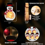 Customize Names, Family Pack - Personalized Lighted Wooden Snowman Ornament