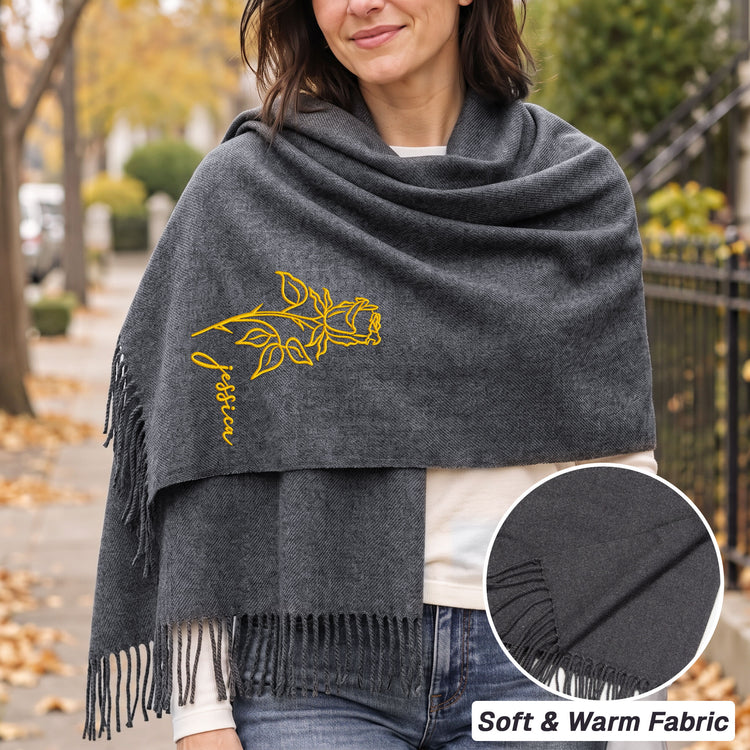 Customize-Birth-Flower-&-Name-For-Her,-Daughter,-Sister,-Friends,-Mom,-Grandma-Personalized-Embroidered-Scarf-4