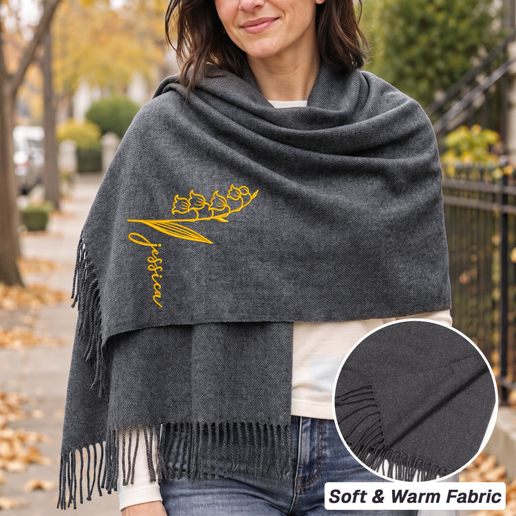 Customize-Birth-Flower-&-Name-For-Her,-Daughter,-Sister,-Friends,-Mom,-Grandma-Personalized-Embroidered-Scarf-4