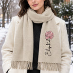 Customize-Birth-Flower-&-Name-For-Her,-Daughter,-Sister,-Friends-Personalized-Embroidered-Scarf-2