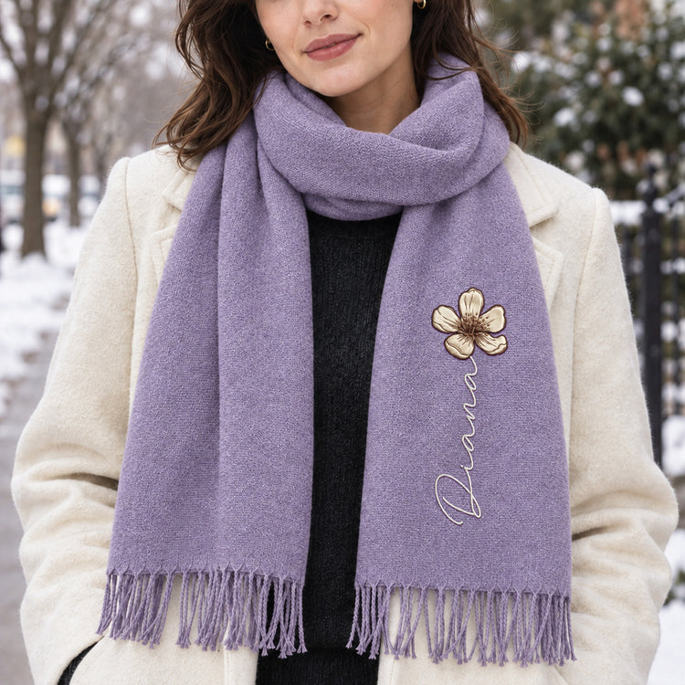 Customize-Birth-Flower-&-Name-For-Her,-Daughter,-Sister,-Friends-Personalized-Embroidered-Scarf-3