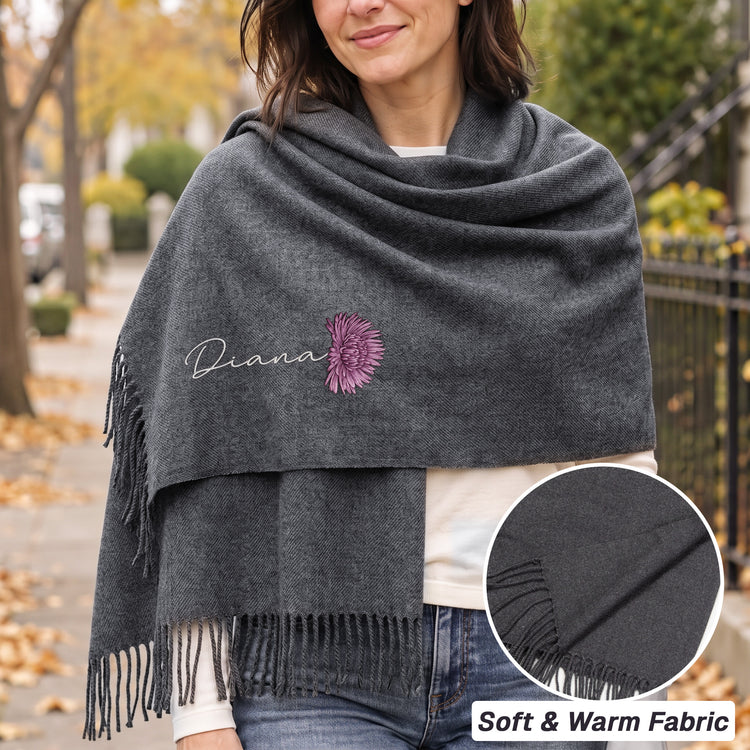 Customize-Birth-Flower-&-Name-For-Her,-Daughter,-Sister,-Friends-Personalized-Embroidered-Scarf-6