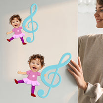 Customizing Face Kids With Music Notes - Personalized Photo Magnet