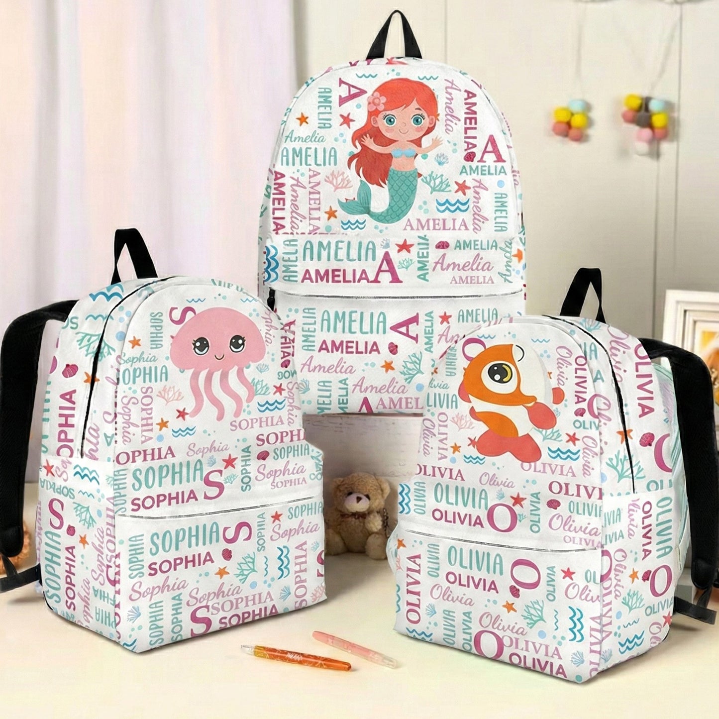 Cute And Beachy Custom Name - Personalized Kid Backpack