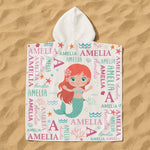 Cute And Beachy Custom Name - Personalized Kids Hooded Towel