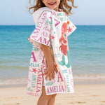 Cute And Beachy Custom Name - Personalized Kids Hooded Towel