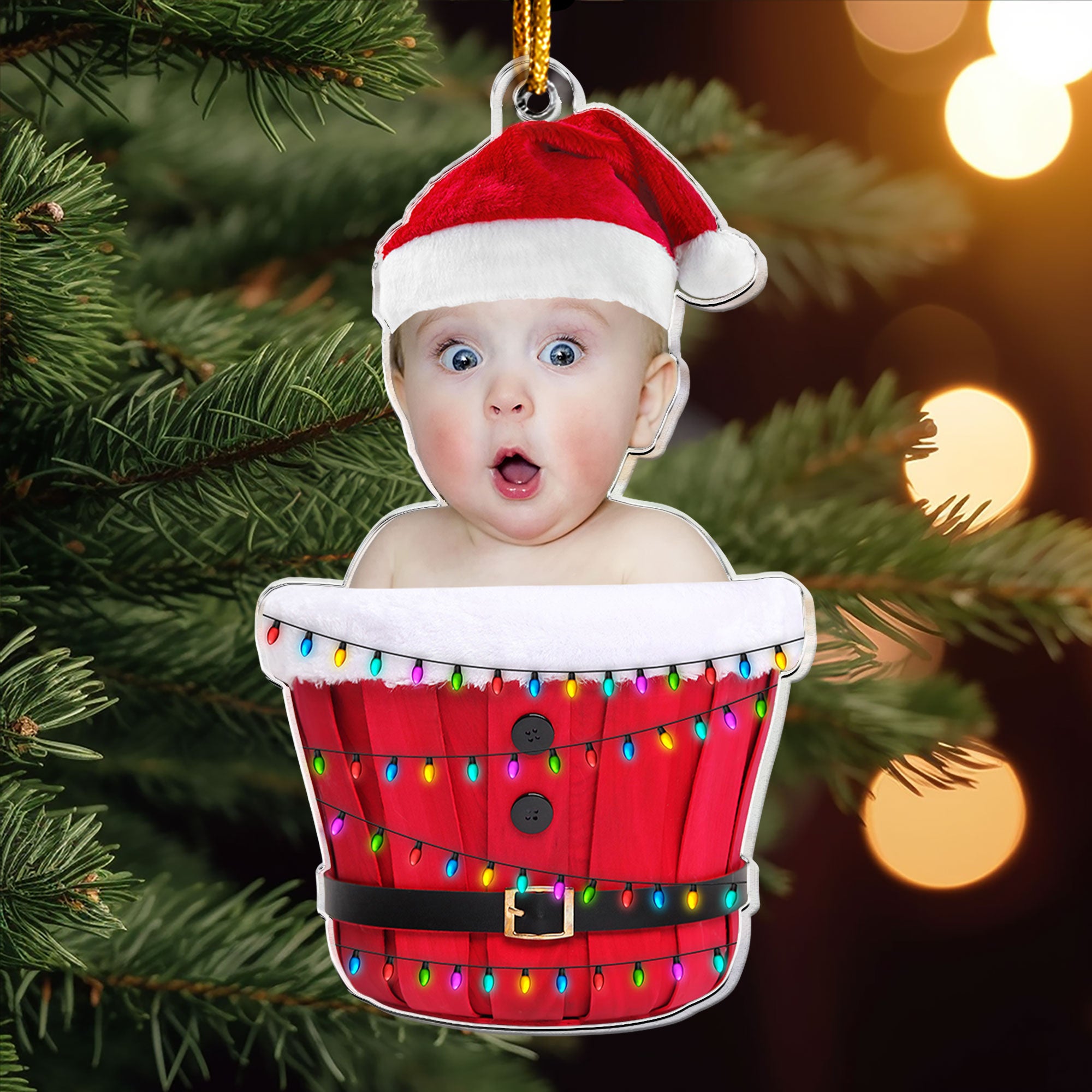 Cute Baby In Bucket - Personalized Acrylic Photo Ornament