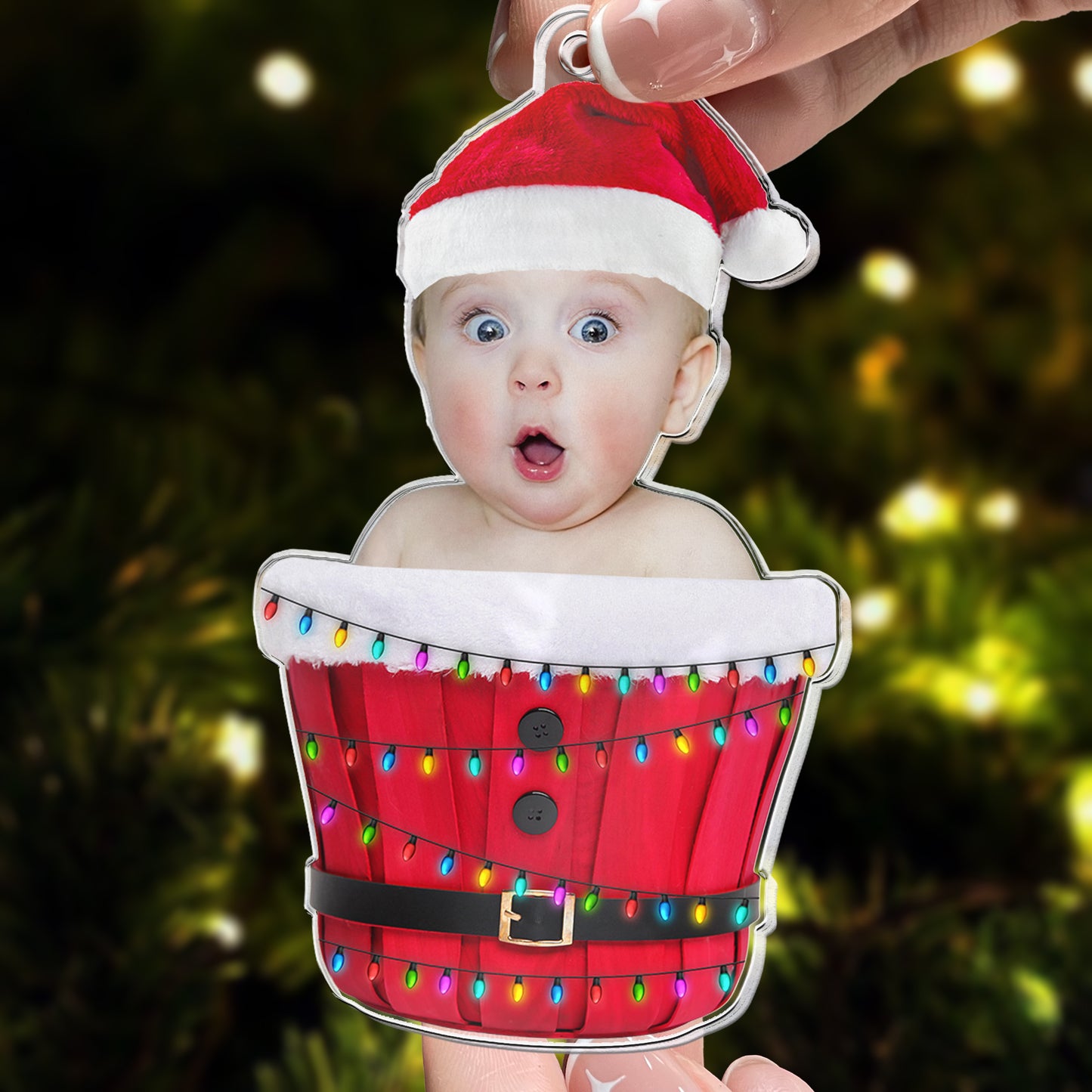 Cute Baby In Bucket - Personalized Acrylic Photo Ornament