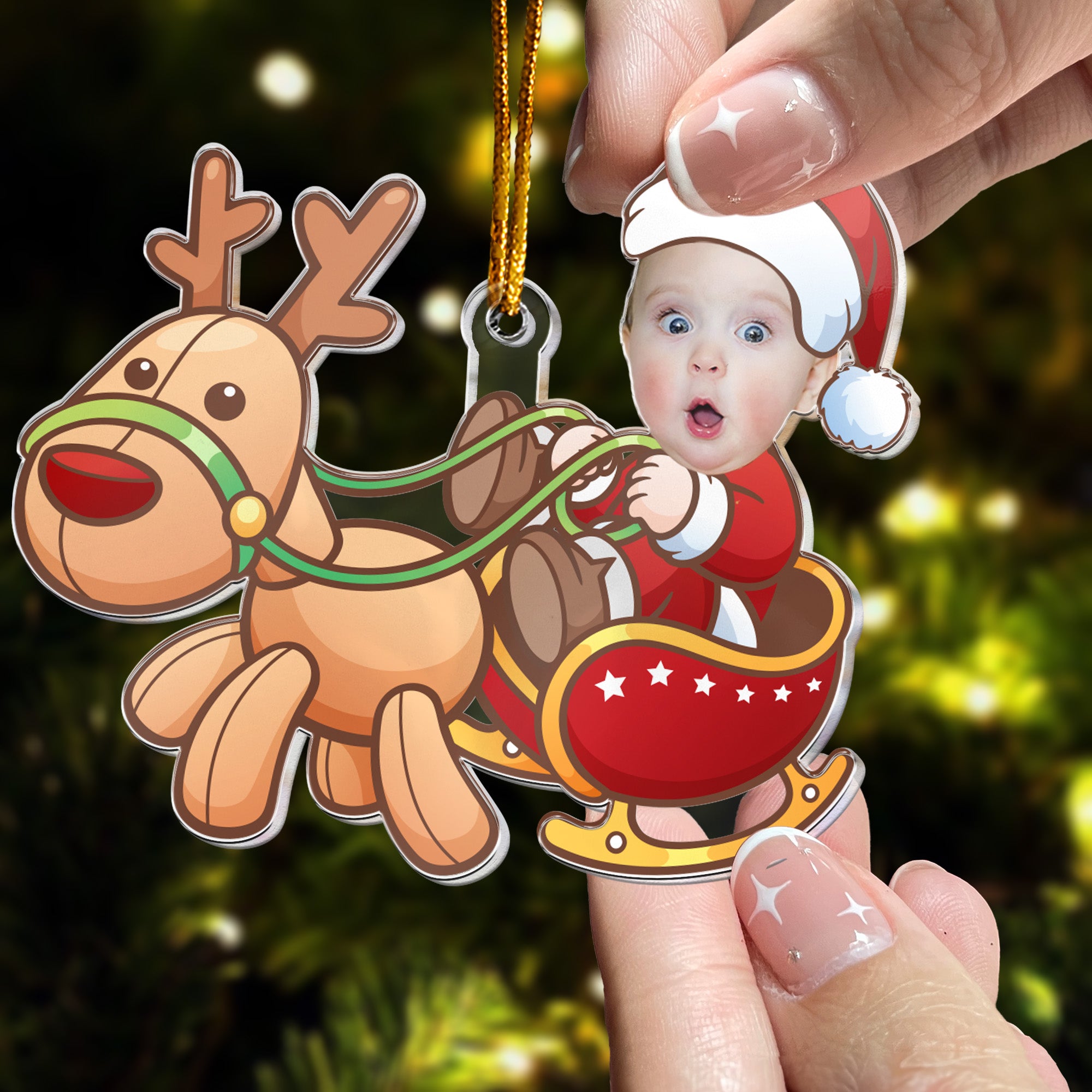 Cute Baby Santa - Personalized Acrylic Photo Ornament