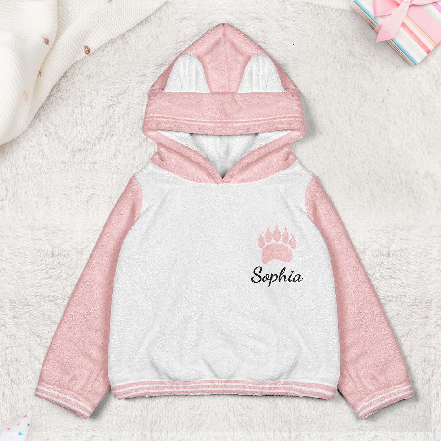 Cute Bears Gift For Son Daughter - Personalized Kid Fleece Hooded Sweatshirt With Ears