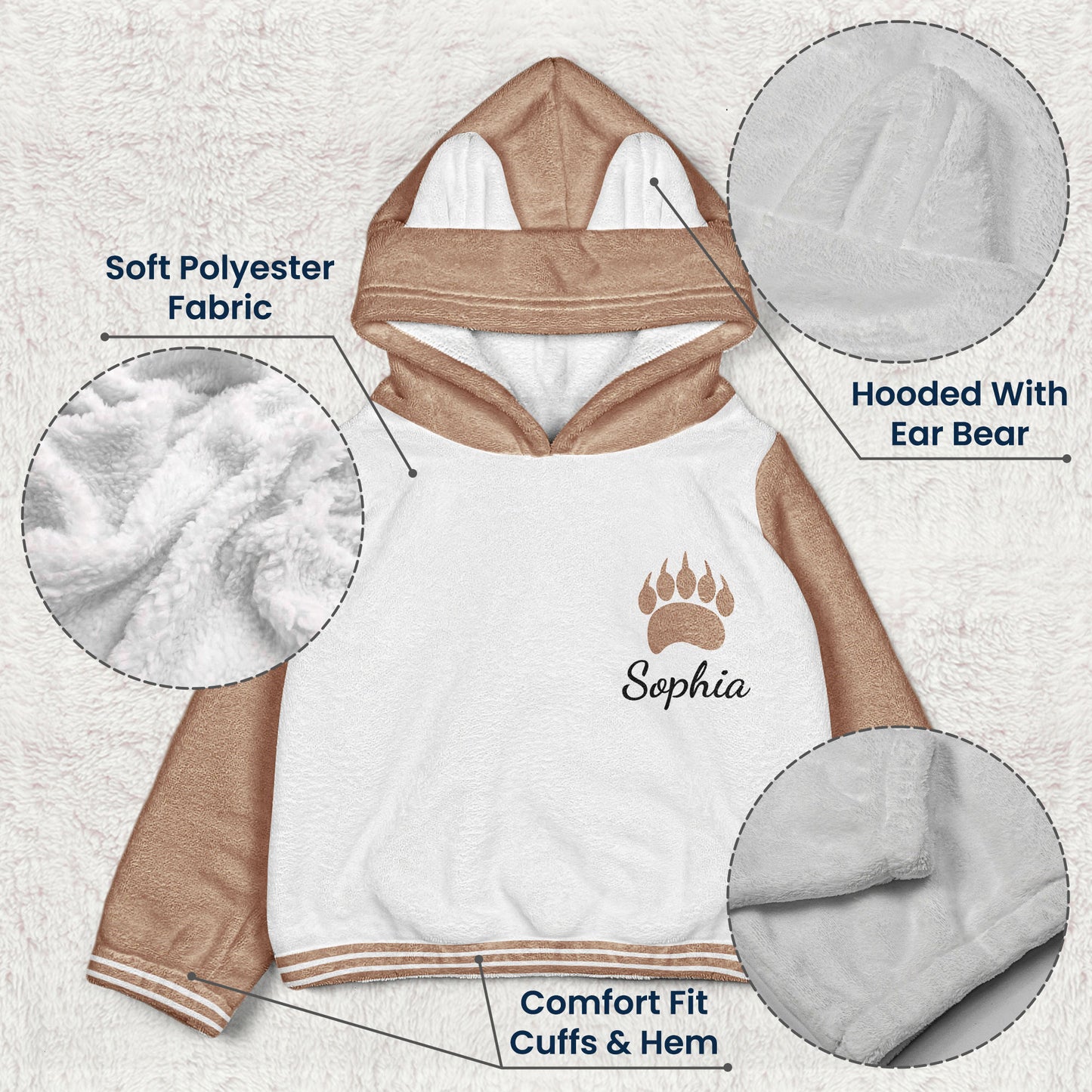 Cute Bears Gift For Son Daughter - Personalized Kid Fleece Hooded Sweatshirt With Ears