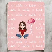 Cute Cartoon Character Heart Birth Flower - Personalized Blanket