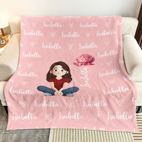 Cute Cartoon Character Heart Birth Flower - Personalized Blanket