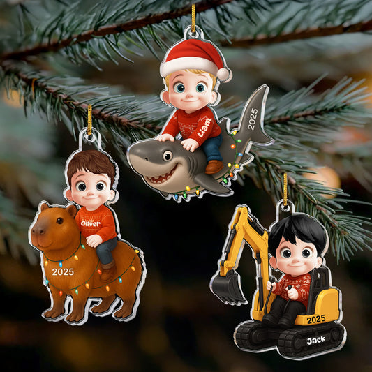 Cute Cartoon Kid Boy - Personalized Acrylic Ornament