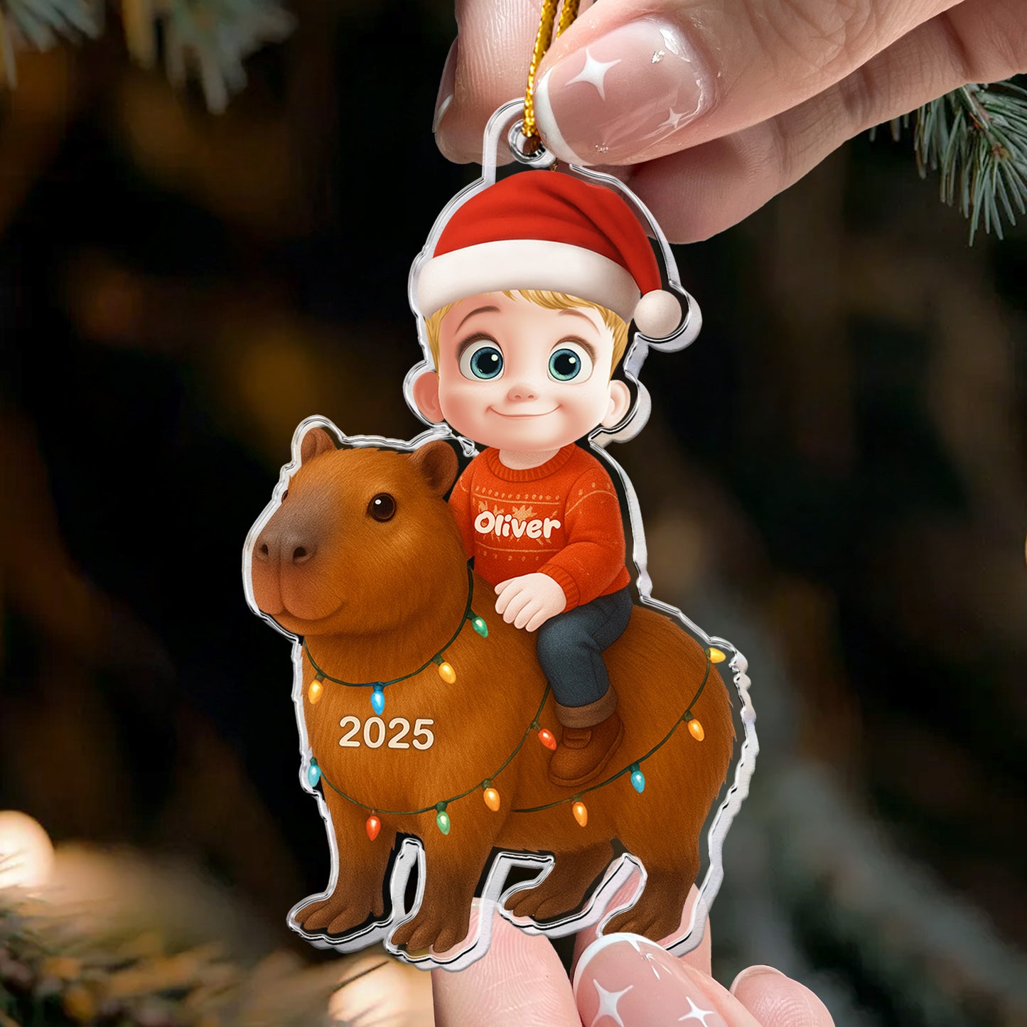 Cute Cartoon Kid Boy - Personalized Acrylic Ornament
