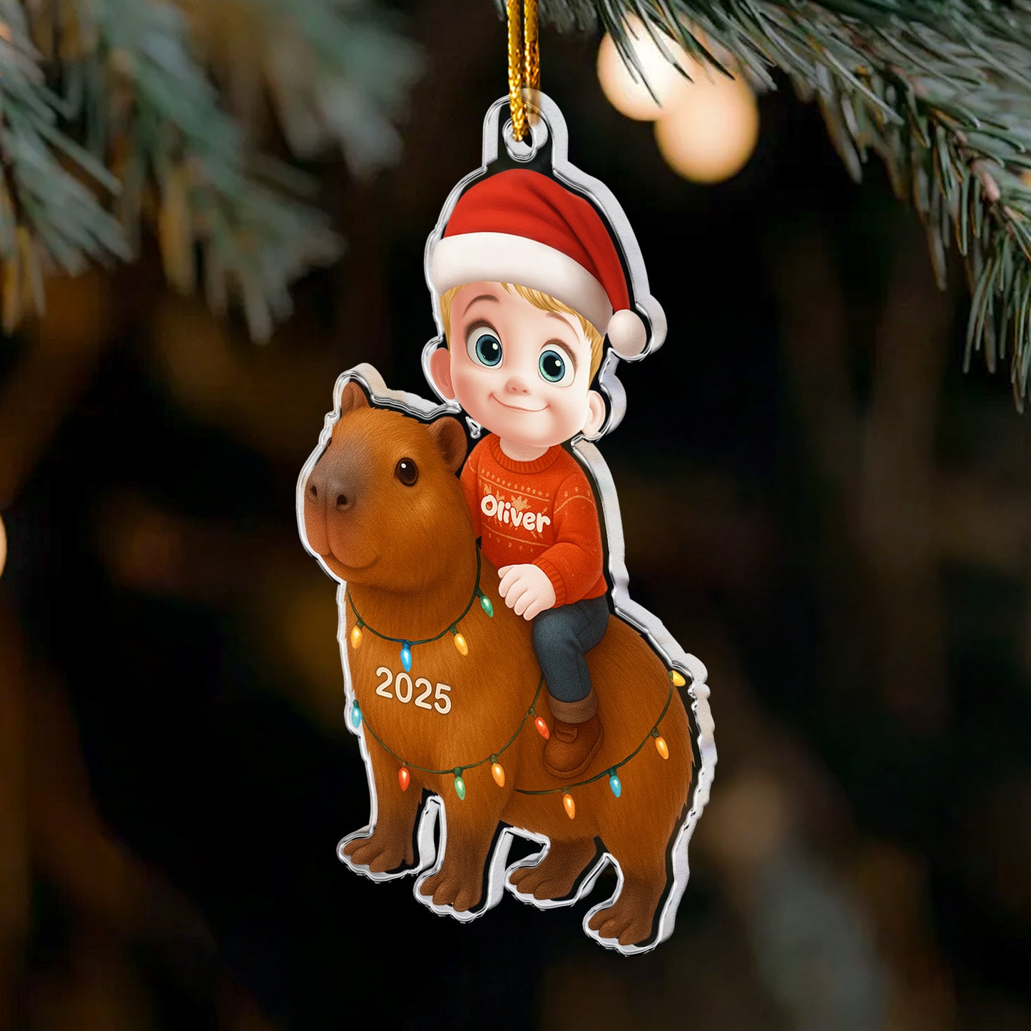Cute Cartoon Kid Boy - Personalized Acrylic Ornament