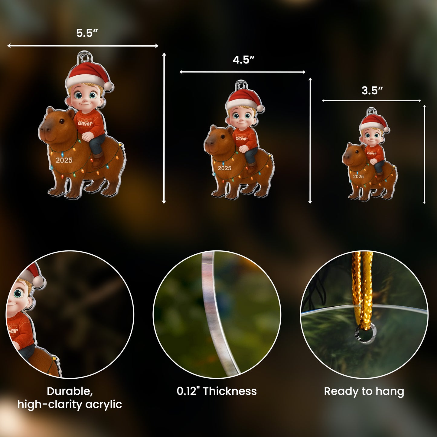 Cute Cartoon Kid Boy - Personalized Acrylic Ornament