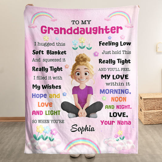 Cute Cartoon Kid Hug This Blanket - Personalized Blanket
