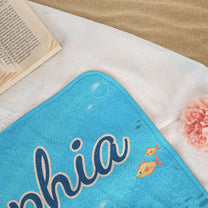 Cute Cartoon Kid With Sea Animal - Personalized Quick-Dry Beach Towel