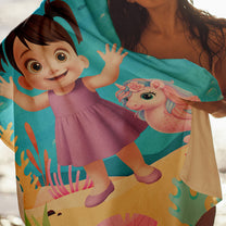 Cute Cartoon Kid With Sea Animal - Personalized Quick-Dry Beach Towel