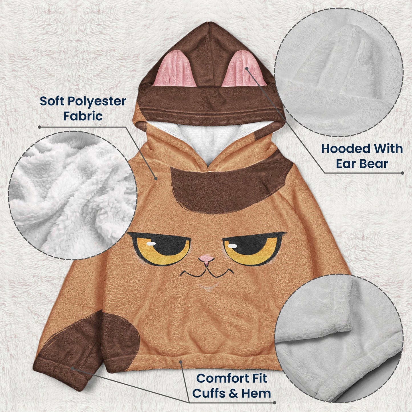 Cute Cat Gift For Daughter - Personalized Kid Fleece Hooded Sweatshirt With Ears