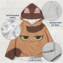 Cute Cat Gift For Daughter - Personalized Kid Fleece Hooded Sweatshirt With Ears
