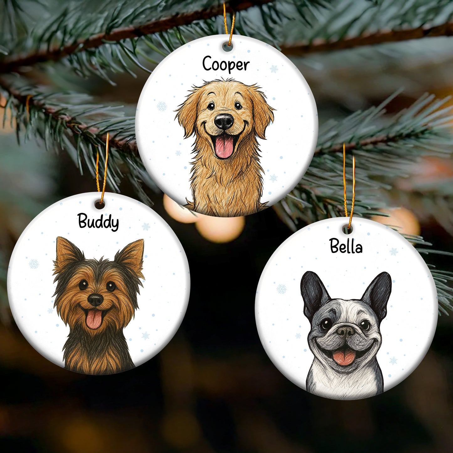 Cute Dog - Crayon Version - Personalized Ceramic Ornament