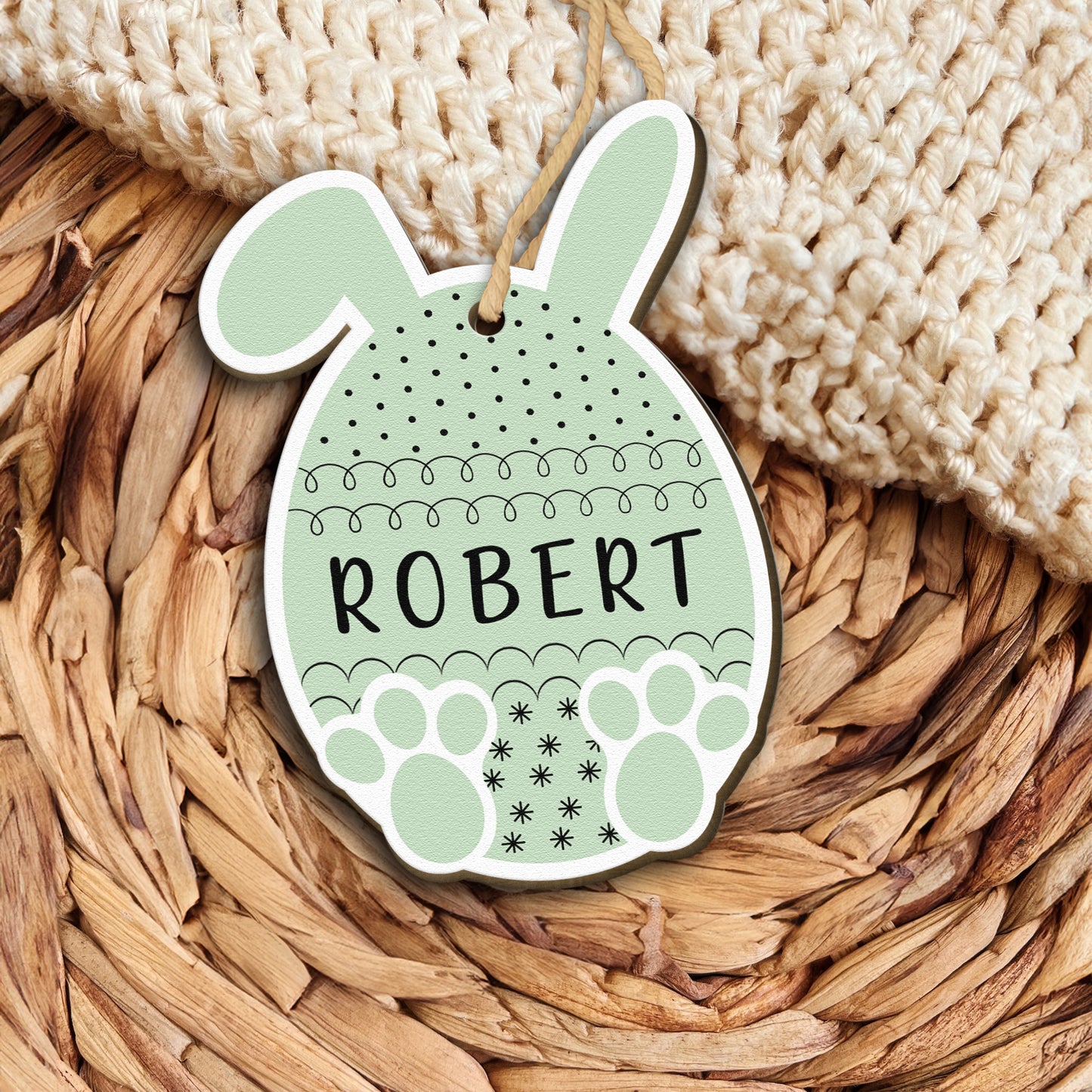 Cute Egg Bunny Easter Custom Name Tag For Kid - Personalized Easter Basket Tags