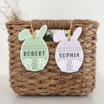 Cute Egg Bunny Easter Custom Name Tag For Kid - Personalized Easter Basket Tags