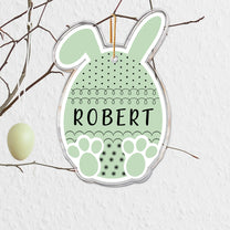 Cute Egg Bunny Easter Custom Name Tag For Kid - Personalized Easter Ornament