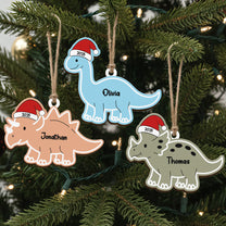Cute Kid Dinosaur Christmas Ornament - Personalized Wooden Ornament