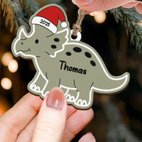 Cute Kid Dinosaur Christmas Ornament - Personalized Wooden Ornament
