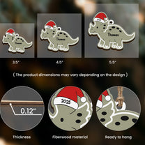 Cute Kid Dinosaur Christmas Ornament - Personalized Wooden Ornament