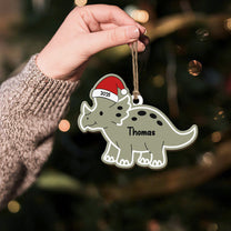 Cute Kid Dinosaur Christmas Ornament - Personalized Wooden Ornament