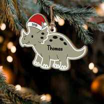 Cute Kid Dinosaur Christmas Ornament - Personalized Wooden Ornament