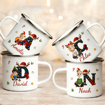 Cute Kid Name Christmas Alphabet - Personalized Enamel Mug