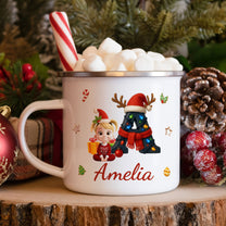 Cute Kid Name Christmas Alphabet - Personalized Enamel Mug