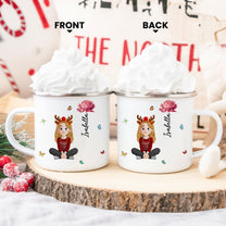 Cute Kid & Birth Flower - Personalized Enamel Mug