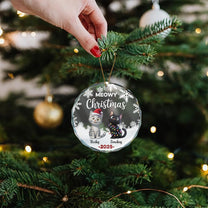 Cute Meowy Christmas - Personalized Glass Ornament