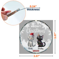 Cute Meowy Christmas - Personalized Glass Ornament