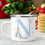 Cute Nursery Floral Letter - Personalized Enamel Mug