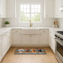 Cute Peeking Dogs Welcome - Personalized Runner Rug