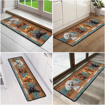 Cute Peeking Dogs Welcome - Personalized Runner Rug